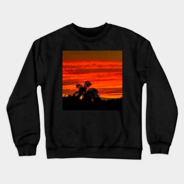 Tropical Red Sunset Crewneck Sweatshirt by gldomenech